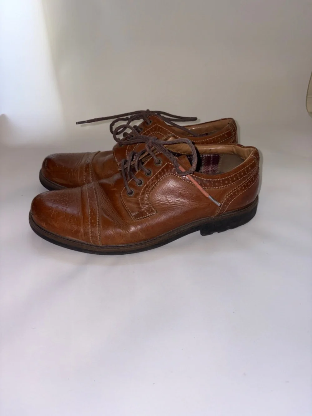 G.H. Bass & Co. Cognac Brown Leather Cap-Toe Derby‎ Oxfords Size 11
